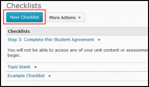 Click the New Checklist button to create a new checklist. It is the blue button at the top of the checklists page.