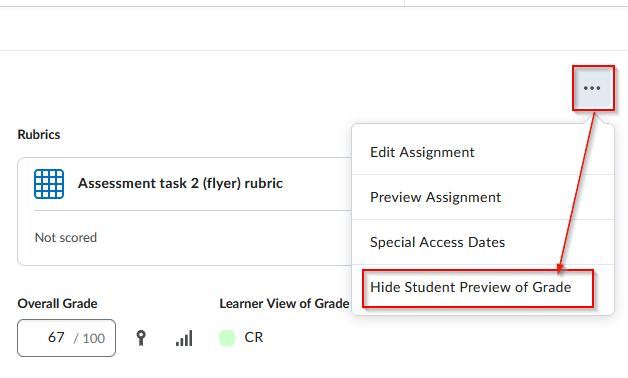 New grade view when marking an assessment